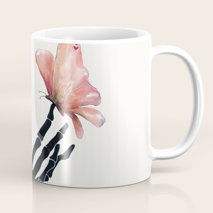 Butterfly on Skeleton Hand Coffee Mug Gallery Image 1