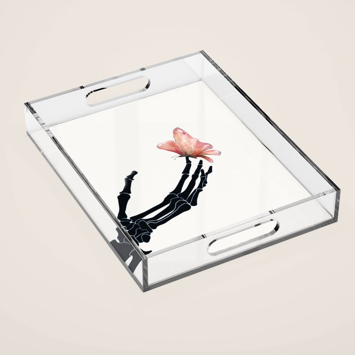 Butterfly on Skeleton Hand Acrylic Tray Gallery Image 1