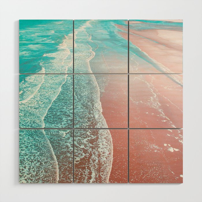 Sea Blue + Rose Gold Wood Wall Art Gallery Image 1