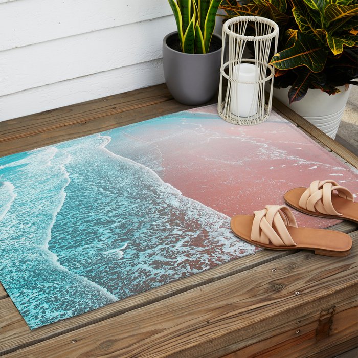 Sea Blue + Rose Gold Outdoor Rug Gallery Image 2