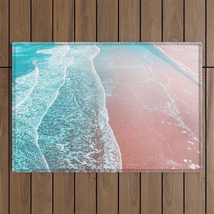 Sea Blue + Rose Gold Outdoor Rug Gallery Image 1
