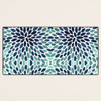 Modern, Blue and Green, Floral Bloom, Botanical Pattern Desk Mat Gallery Image 3