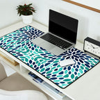 Modern, Blue and Green, Floral Bloom, Botanical Pattern Desk Mat Gallery Image 2