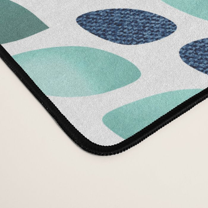 Modern, Blue and Green, Floral Bloom, Botanical Pattern Desk Mat Gallery Image 4