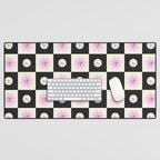 Sun & Moon Checkered Pattern Black & Cream Desk Mat Gallery Image 1