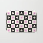 Sun & Moon Checkered Pattern Black & Cream Bath Mat Gallery Image 1