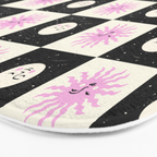 Sun & Moon Checkered Pattern Black & Cream Bath Mat Gallery Image 3