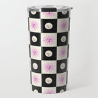 Sun & Moon Checkered Pattern Black & Cream Travel Mug Gallery Image 1