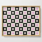 Sun & Moon Checkered Pattern Black & Cream Serving Tray Gallery Image 1