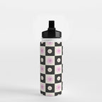 Sun & Moon Checkered Pattern Black & Cream Water Bottle Gallery Image 2