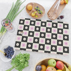 Sun & Moon Checkered Pattern Black & Cream Cutting Board Gallery Image 2