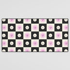 Sun & Moon Checkered Pattern Black & Cream Desk Mat Gallery Image 3