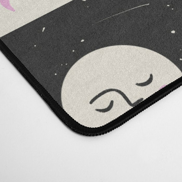 Sun & Moon Checkered Pattern Black & Cream Desk Mat Gallery Image 4