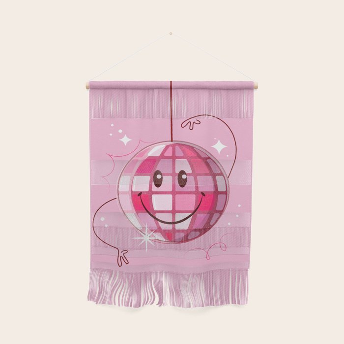 Smiley Pink Disco Ball Wall Hanging Gallery Image 1