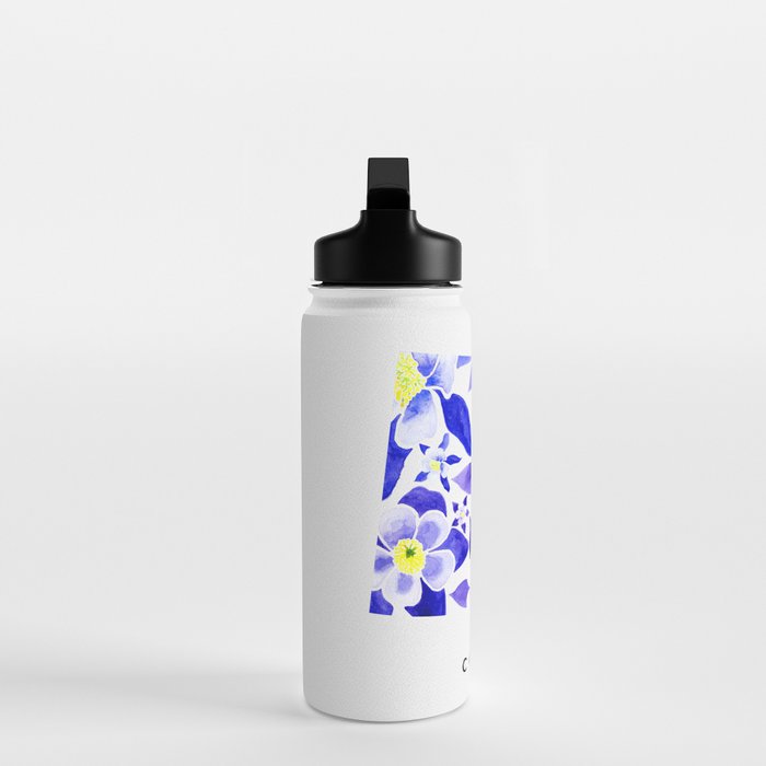Colorado State Flower - Blue Columbine Water Bottle Gallery Image 3