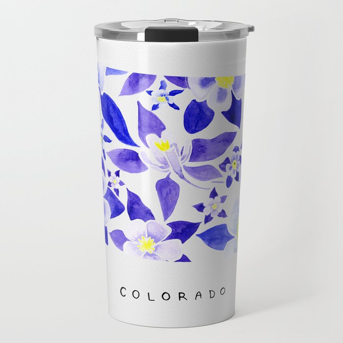 Colorado State Flower - Blue Columbine Travel Mug Gallery Image 1