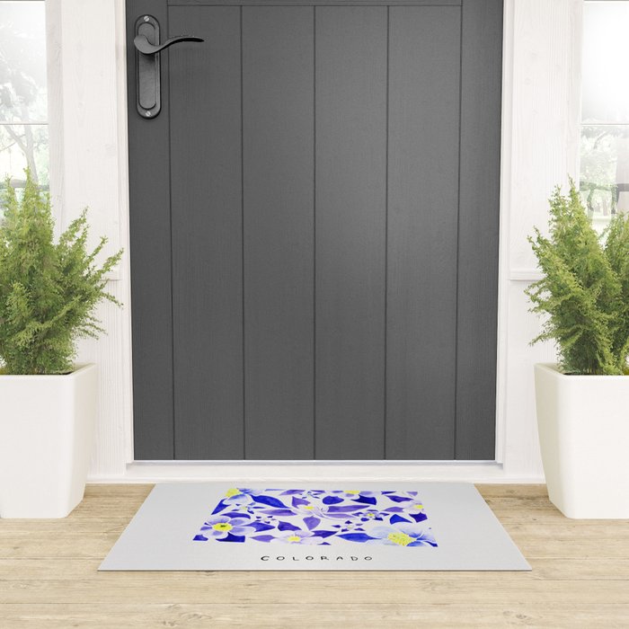 Colorado State Flower - Blue Columbine Welcome Mat Gallery Image 3