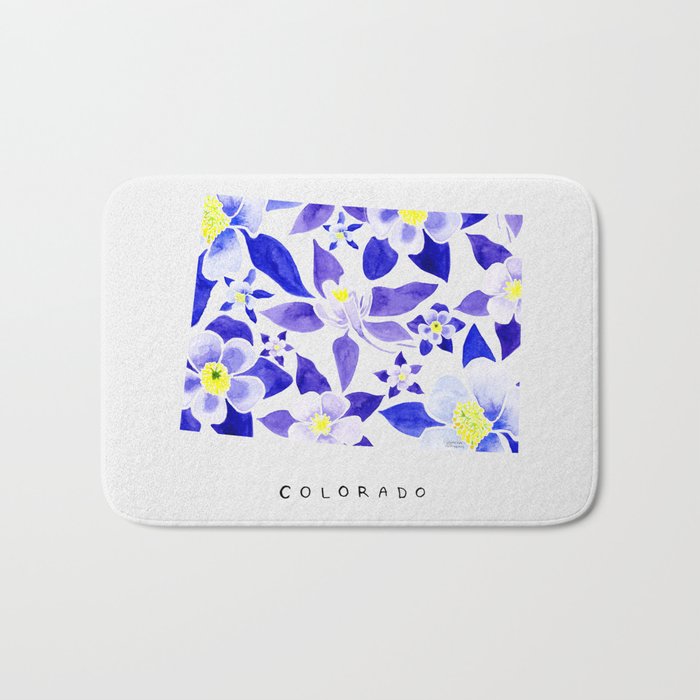 Colorado State Flower - Blue Columbine Bath Mat Gallery Image 1