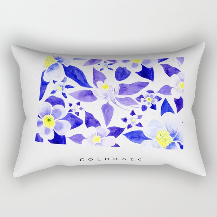 Colorado State Flower - Blue Columbine Rectangular Pillow Gallery Image 1