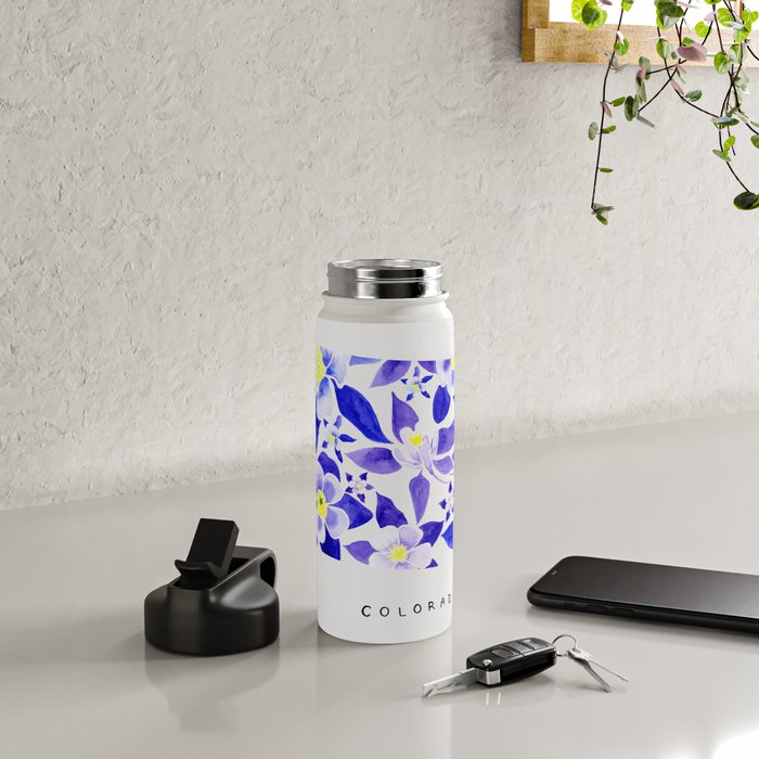 Colorado State Flower - Blue Columbine Water Bottle Gallery Image 5