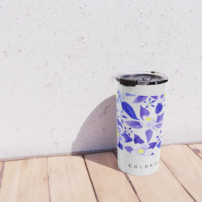 Colorado State Flower - Blue Columbine Travel Mug Gallery Image 4