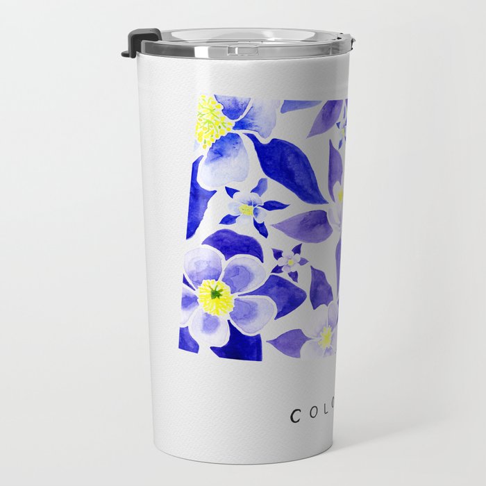 Colorado State Flower - Blue Columbine Travel Mug Gallery Image 3