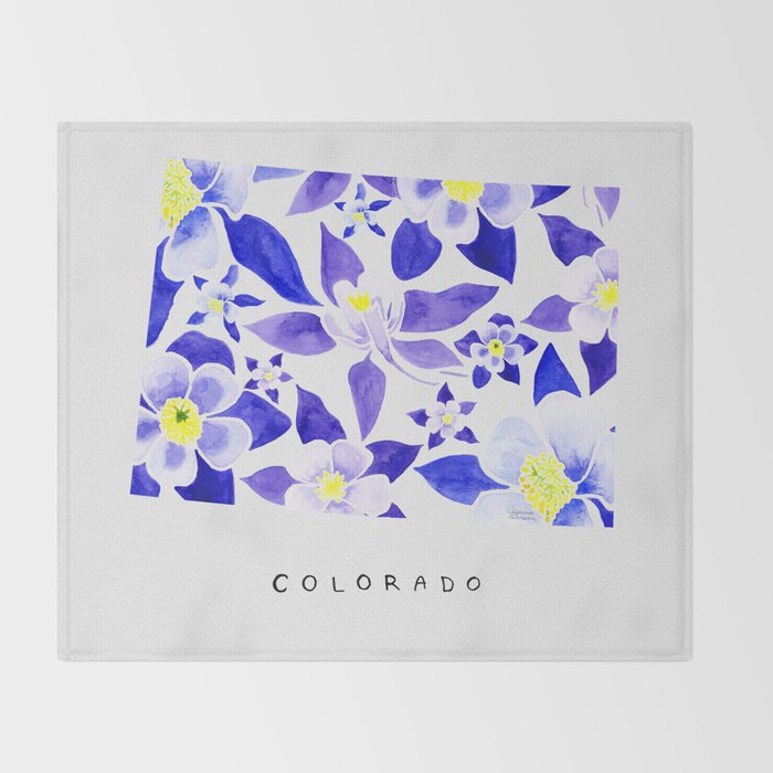 Colorado State Flower - Blue Columbine Throw Blanket Gallery Image 2