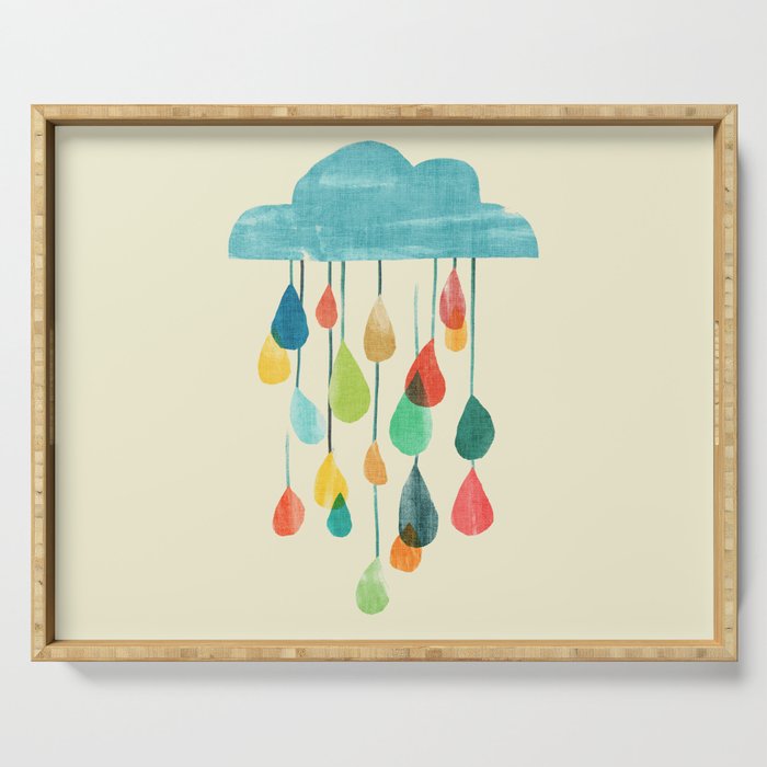 cloudy with a chance of rainbow Serving Tray Gallery Image 1