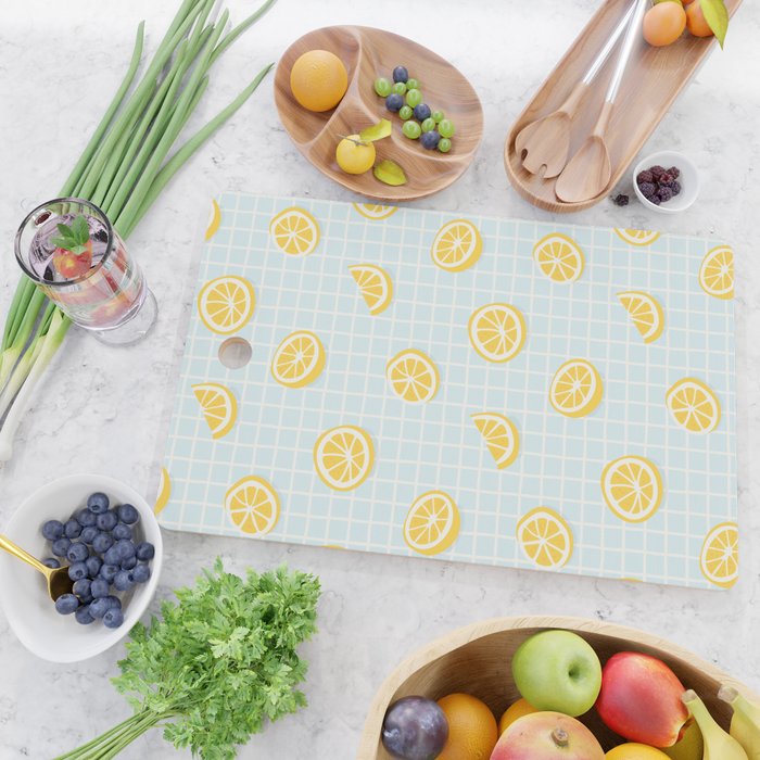 Vintage lemon fruit slice pattern Cutting Board Gallery Image 2