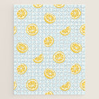 Vintage lemon fruit slice pattern Jigsaw Puzzle Gallery Image 1
