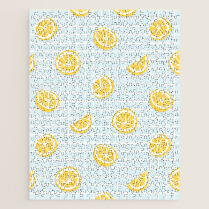 Vintage lemon fruit slice pattern Jigsaw Puzzle Gallery Image 1