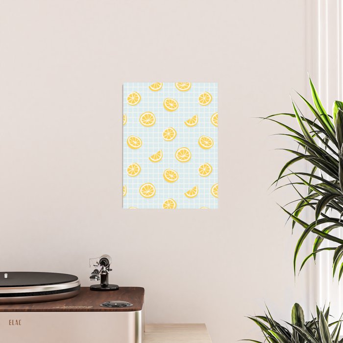 Vintage lemon fruit slice pattern Poster Gallery Image 2