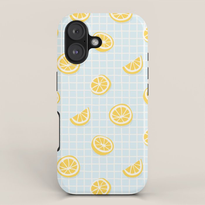 Vintage lemon fruit slice pattern iPhone Case Gallery Image 1