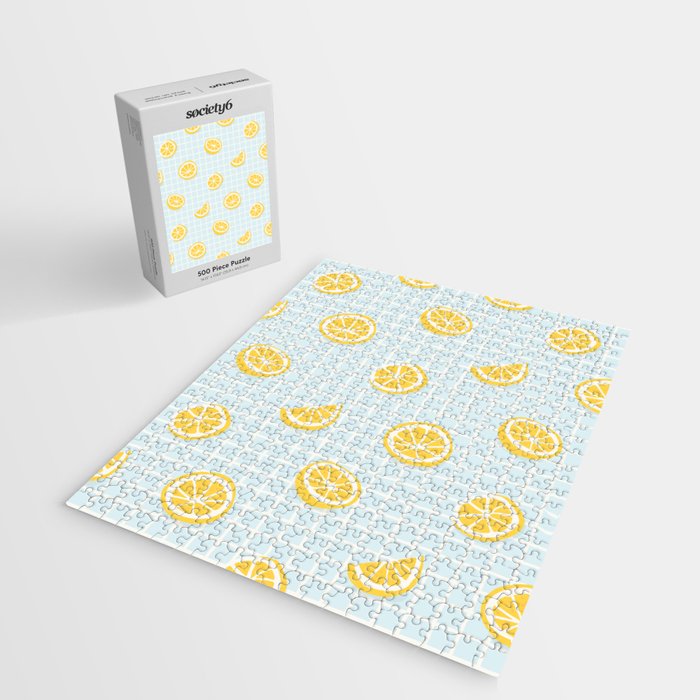 Vintage lemon fruit slice pattern Jigsaw Puzzle Gallery Image 2