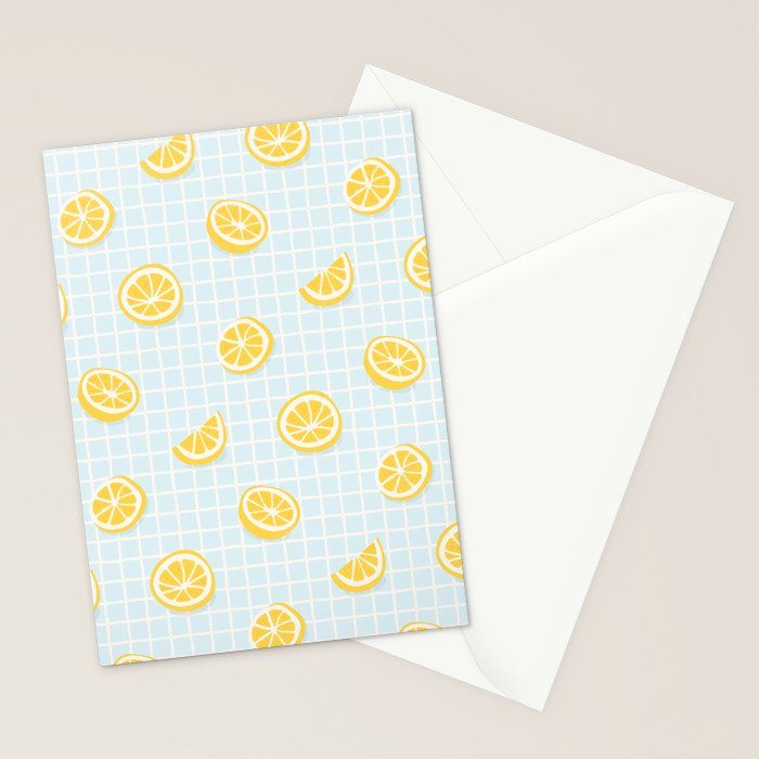 Vintage lemon fruit slice pattern Stationery Card Gallery Image 2