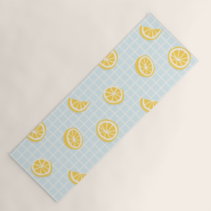 Vintage lemon fruit slice pattern Yoga Mat Gallery Image 1