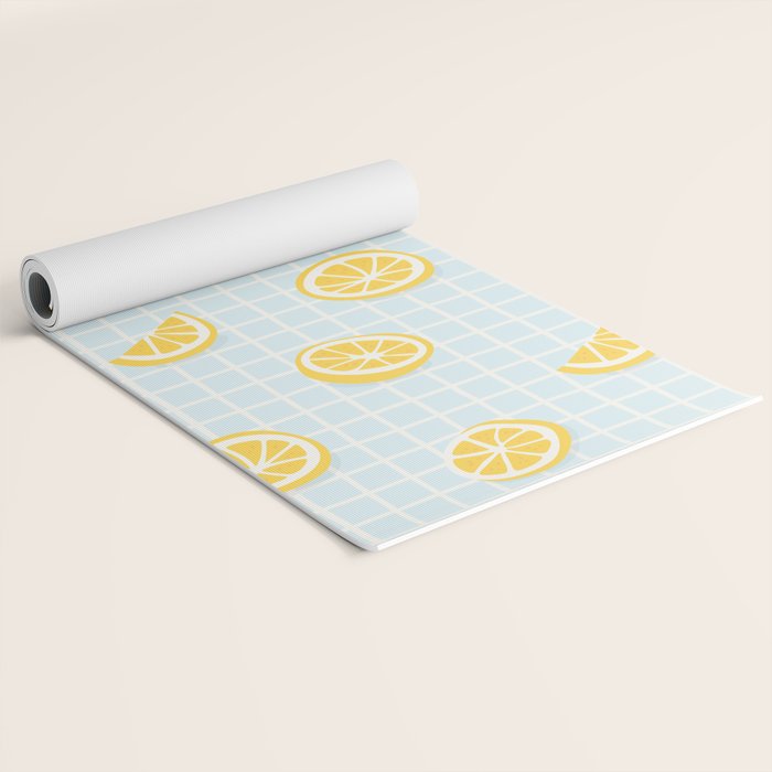 Vintage lemon fruit slice pattern Yoga Mat Gallery Image 2