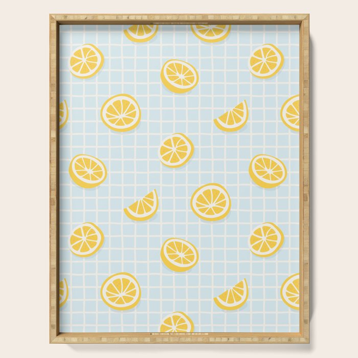 Vintage lemon fruit slice pattern Serving Tray Gallery Image 1