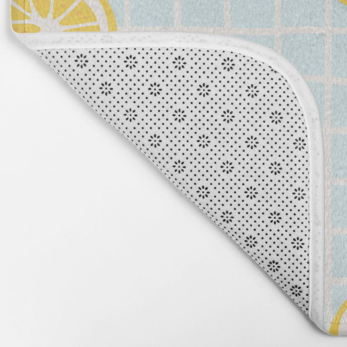 Vintage lemon fruit slice pattern Bath Mat Gallery Image 2