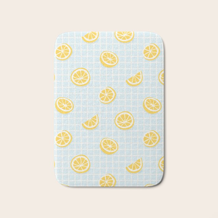 Vintage lemon fruit slice pattern Bath Mat Gallery Image 1