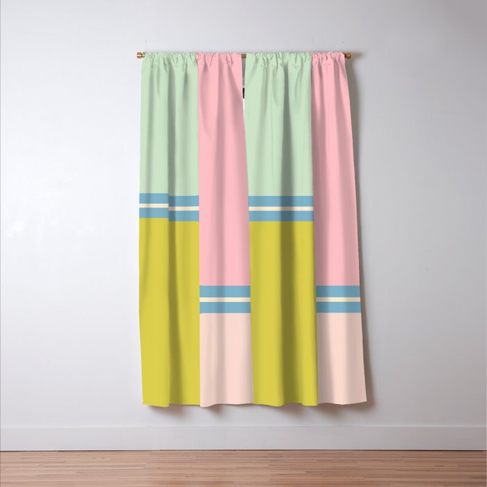 Minimal Geometrics Baby Blue Pink Lime Pastel Pattern Window Curtain Gallery Image 3