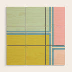 Minimal Geometrics Baby Blue Pink Lime Pastel Pattern Wood Wall Art Gallery Image 1