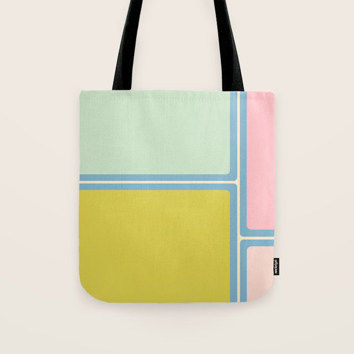 Minimal Geometrics Baby Blue Pink Lime Pastel Pattern Tote Bag Gallery Image 1