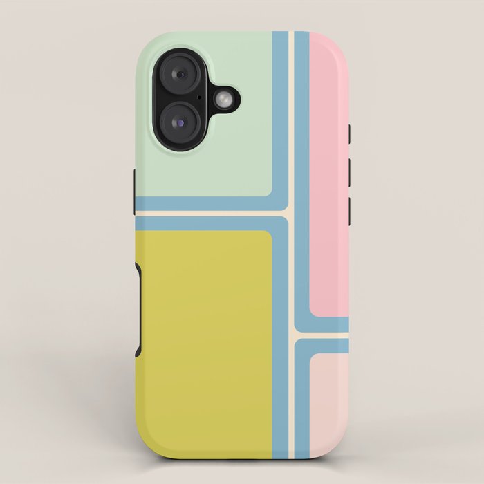 Minimal Geometrics Baby Blue Pink Lime Pastel Pattern iPhone Case Gallery Image 1