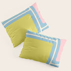 Minimal Geometrics Baby Blue Pink Lime Pastel Pattern Pillow Sham Gallery Image 3