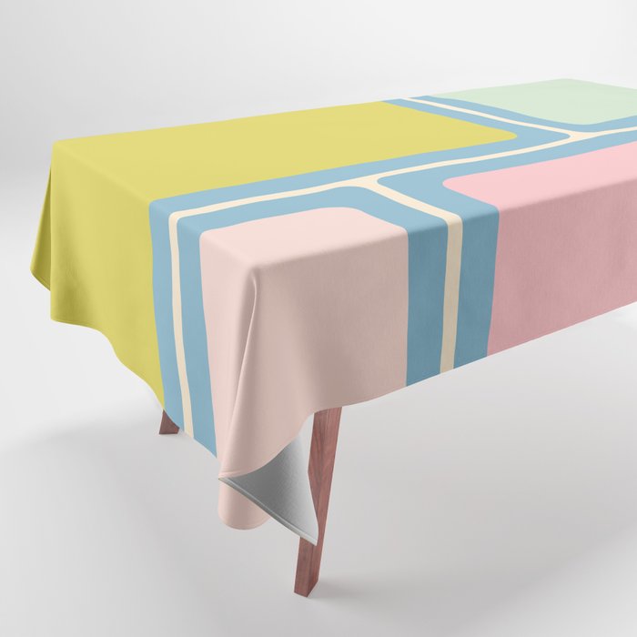 Minimal Geometrics Baby Blue Pink Lime Pastel Pattern Tablecloth Gallery Image 1