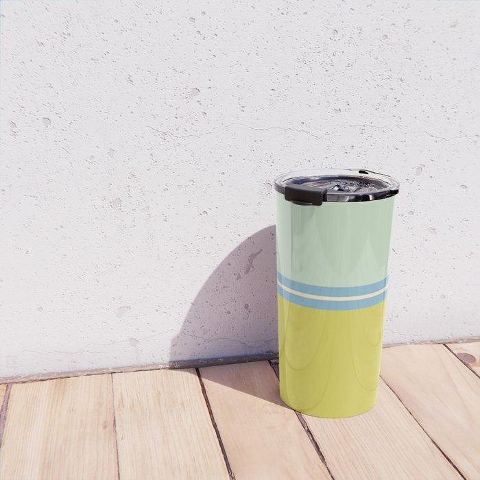 Minimal Geometrics Baby Blue Pink Lime Pastel Pattern Travel Mug Gallery Image 4