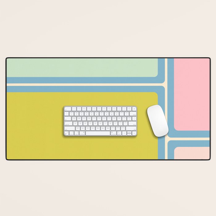 Minimal Geometrics Baby Blue Pink Lime Pastel Pattern Desk Mat Gallery Image 1