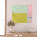 Minimal Geometrics Baby Blue Pink Lime Pastel Pattern Wall Tapestry Gallery Image 2