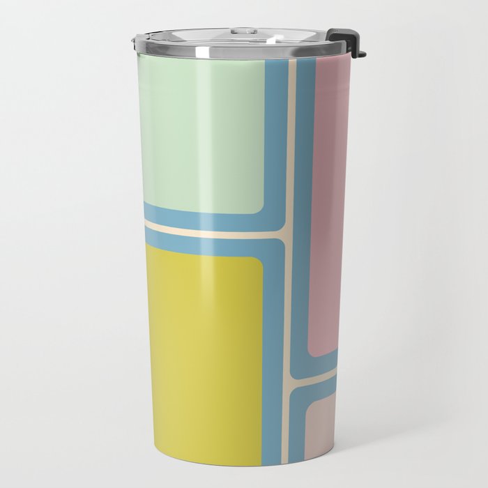 Minimal Geometrics Baby Blue Pink Lime Pastel Pattern Travel Mug Gallery Image 2